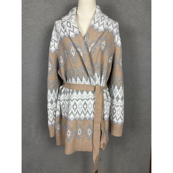 Style & Co Womens Cozy Fairisle Belted Cardigan Sweater Medium Multicolor NWT's. - Picture 1 of 8